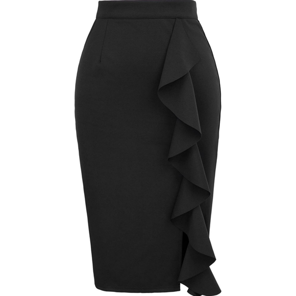 New! Grace Karin Ruffle Bodycon Midi Pencil Skirt - Picture 9 of 11